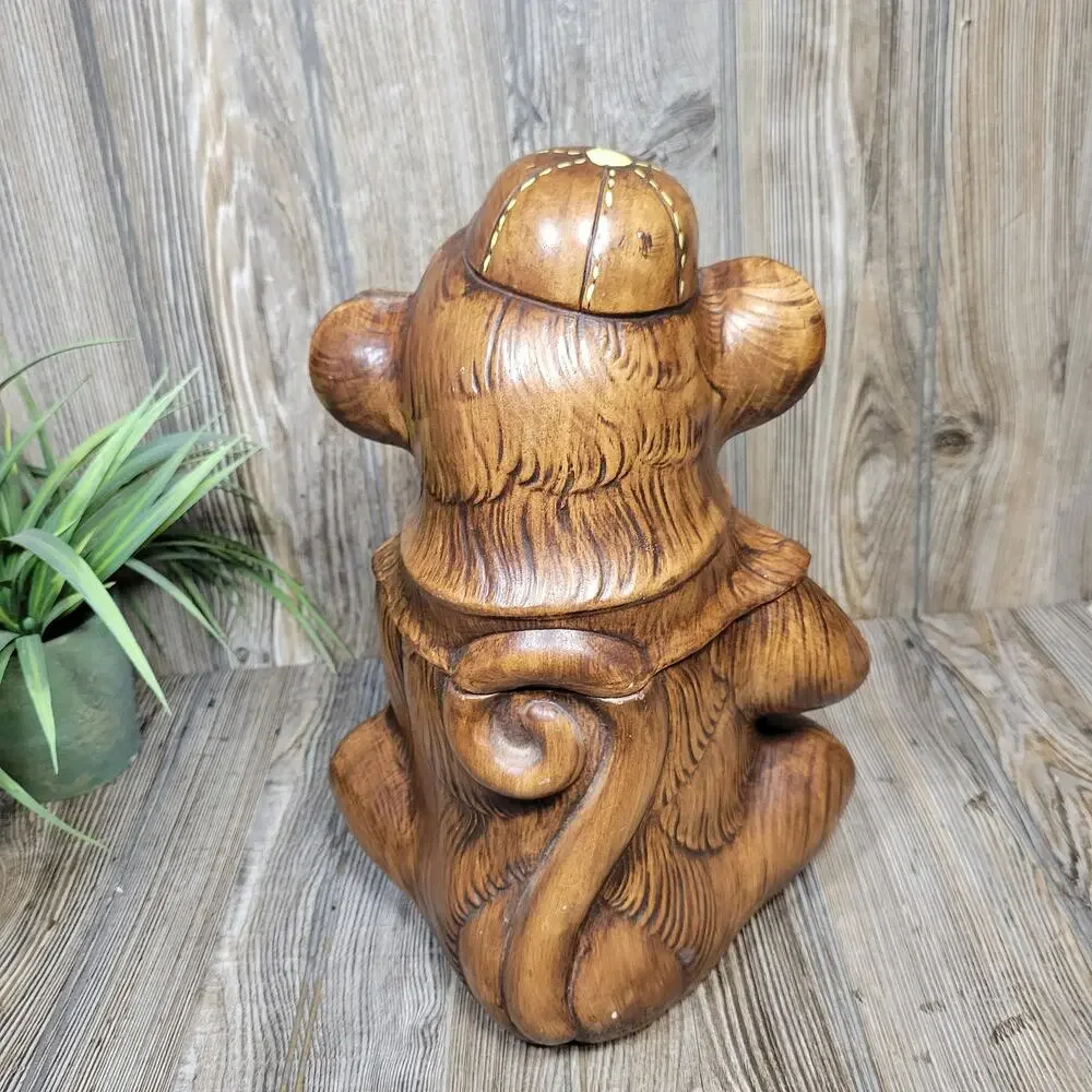 Vintage Treasure Craft Monkey Cookie Jar 1960s Ceramic Brown Kitchen Canister
